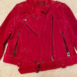 BLANKNYC Red Suede Moto Jacket